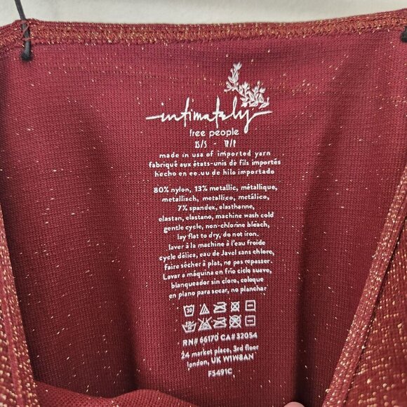 Intimately Free People Skinny Strap Crop Top Red Shimmer Seamless Brami XS/S - Picture 5 of 5